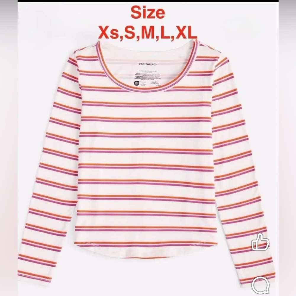 Epic Threads Kids Long Sleeve Top - White with Red and Pink Stripes